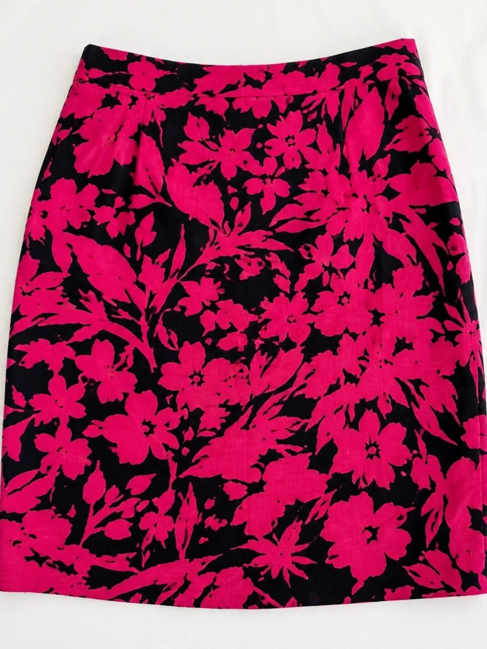 Fuchsia Floral Print Preppy Pencil Skirt Size 10